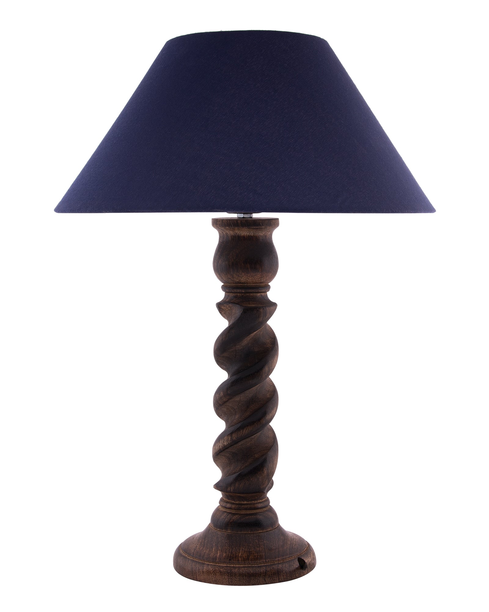 Classic Black Twister Table Lamp With Green Shade