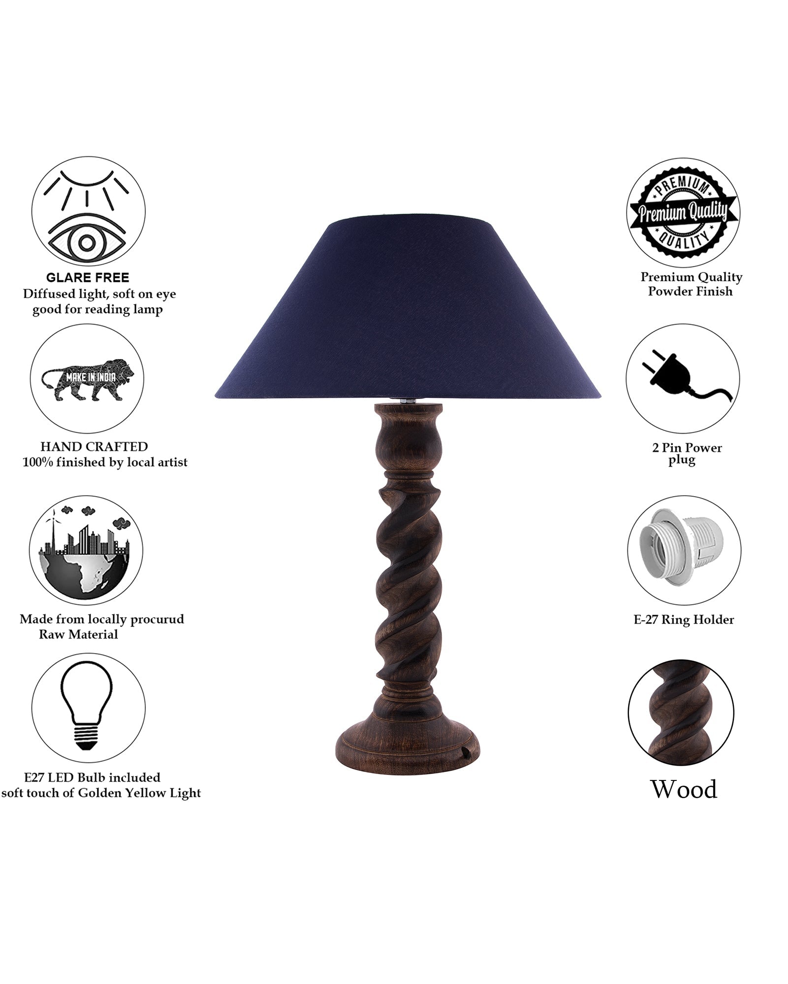 Classic Black Twister Table Lamp With Green Shade