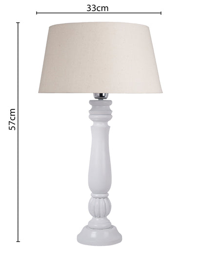 Classic Victorian White Wood Table Lamp With Shade