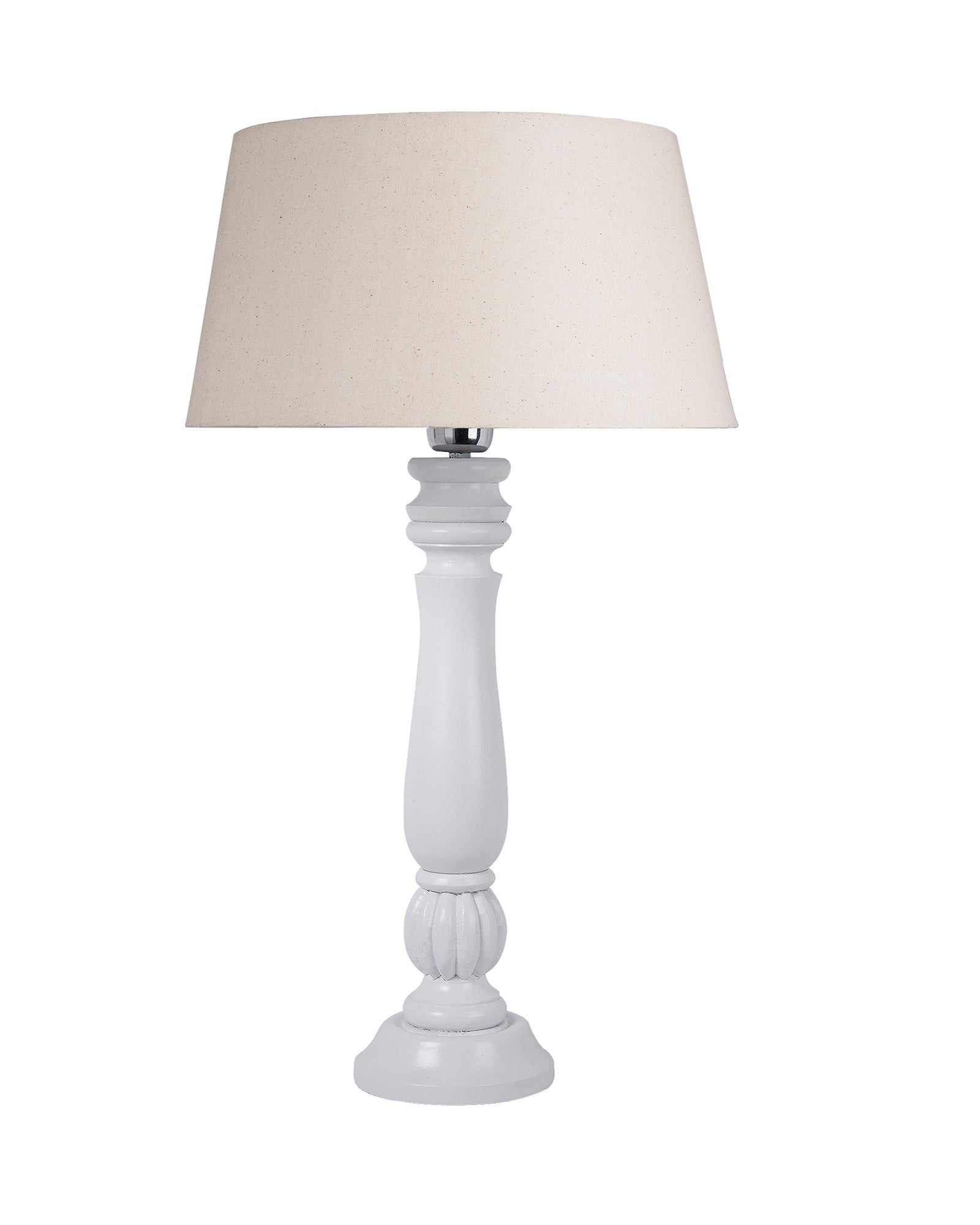 Classic Victorian White Wood Table Lamp With Shade