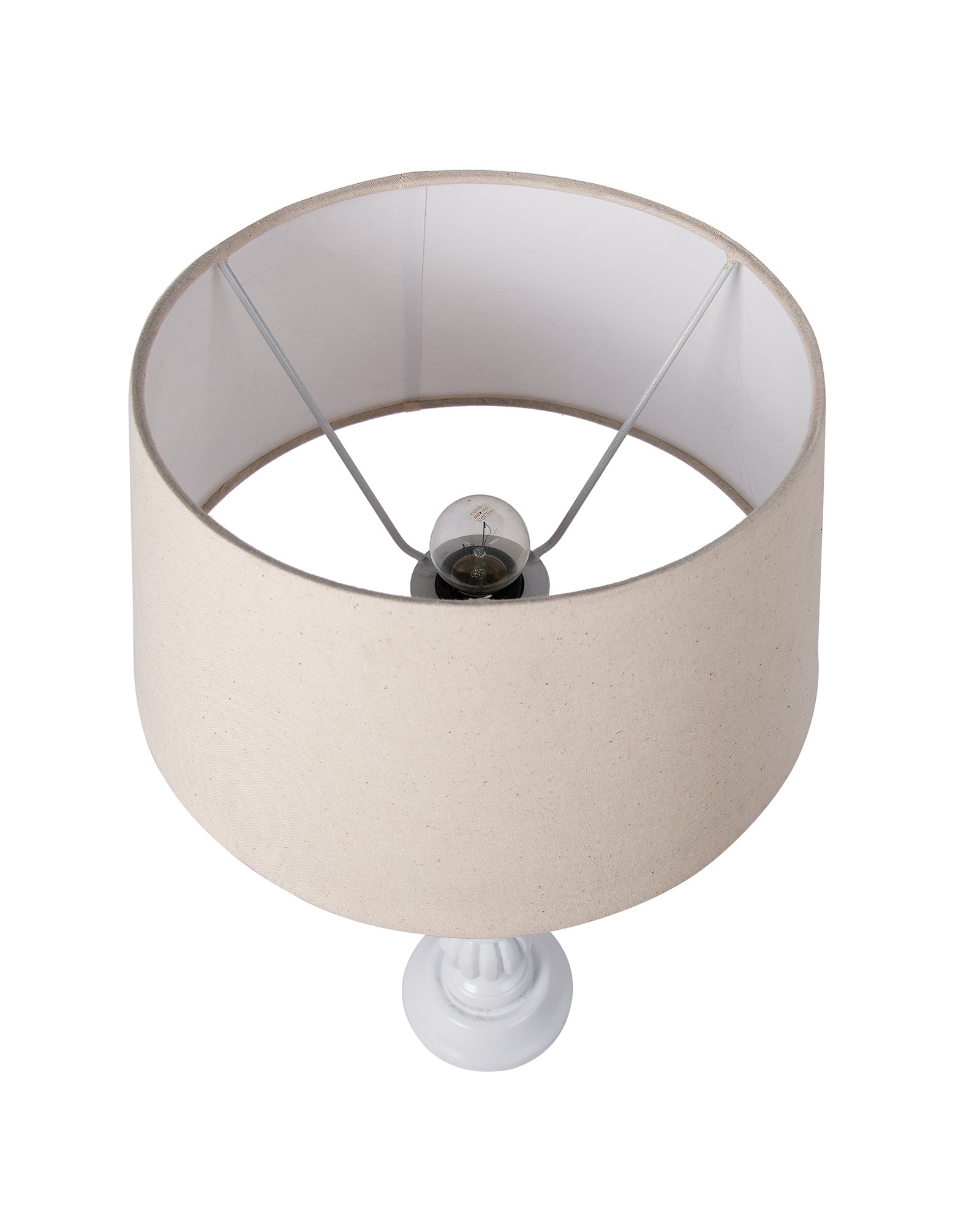 Classic Victorian White Wood Table Lamp With Shade
