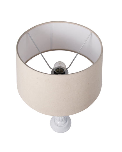 Classic Victorian White Wood Table Lamp With Shade
