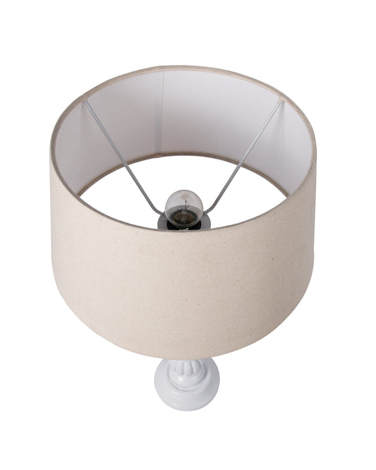 Classic Victorian White Wood Table Lamp With Shade