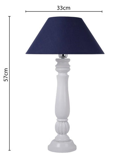 Classic Victorian White Wood Table Lamp With Shade