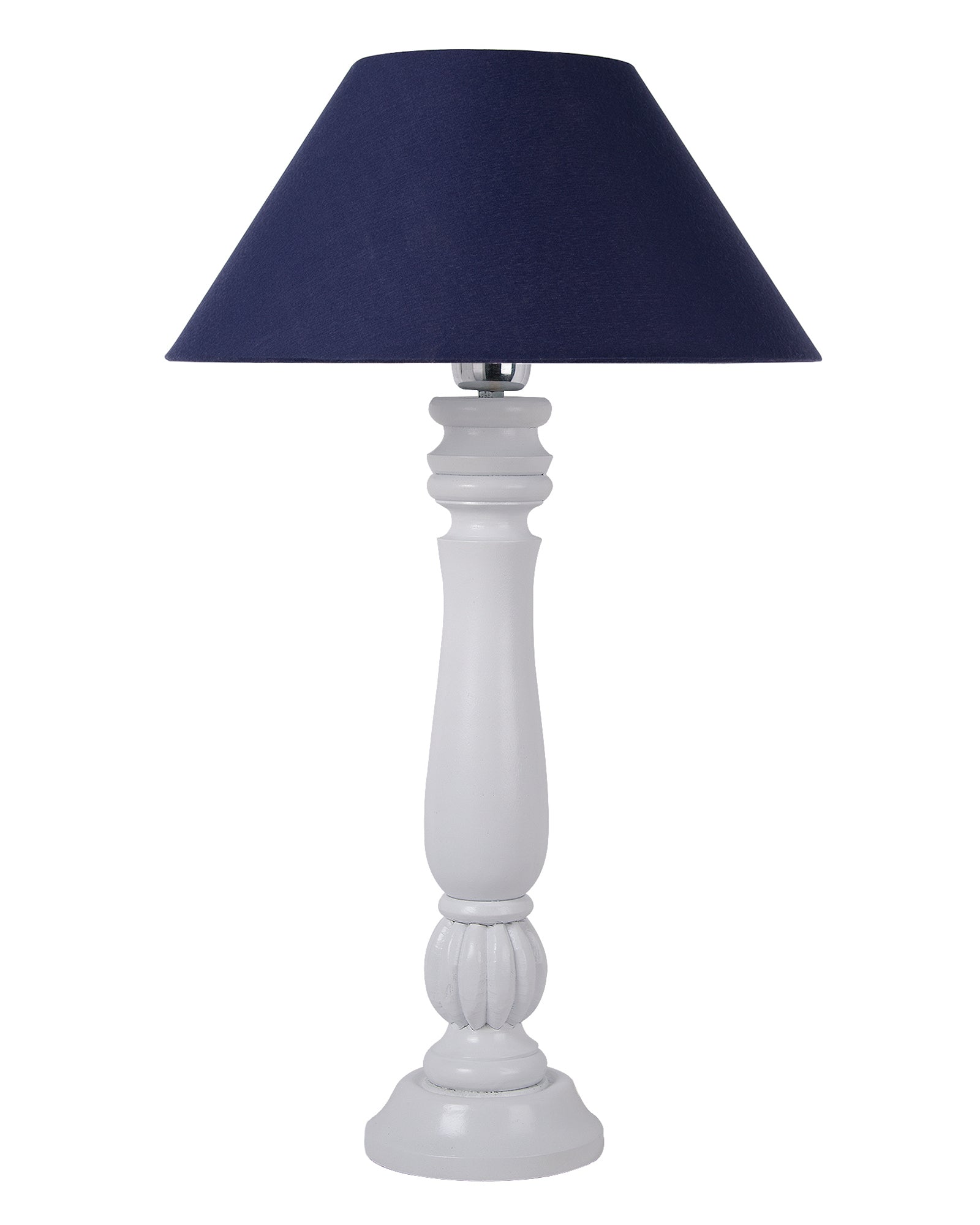 Classic Victorian White Wood Table Lamp With Shade