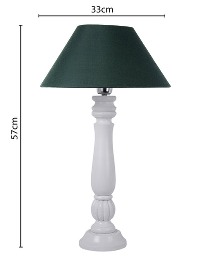 Classic Victorian White Wood Table Lamp With Shade