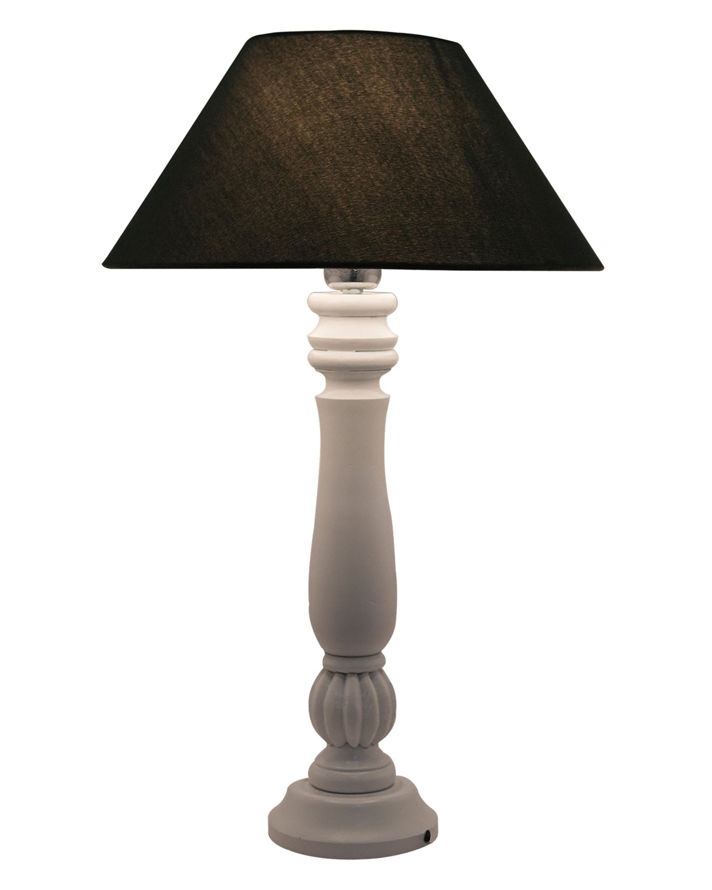Classic Victorian White Wood Table Lamp With Shade
