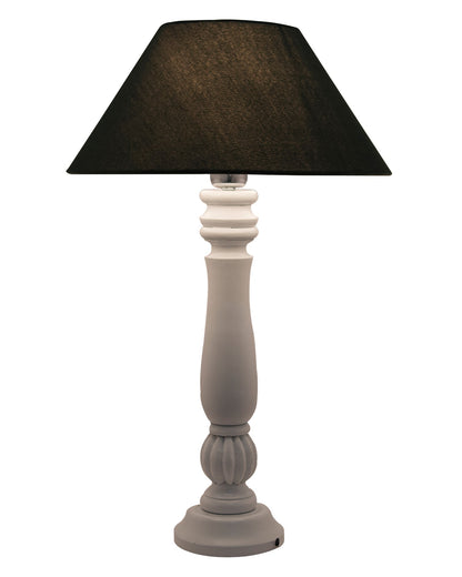 Classic Victorian White Wood Table Lamp With Shade