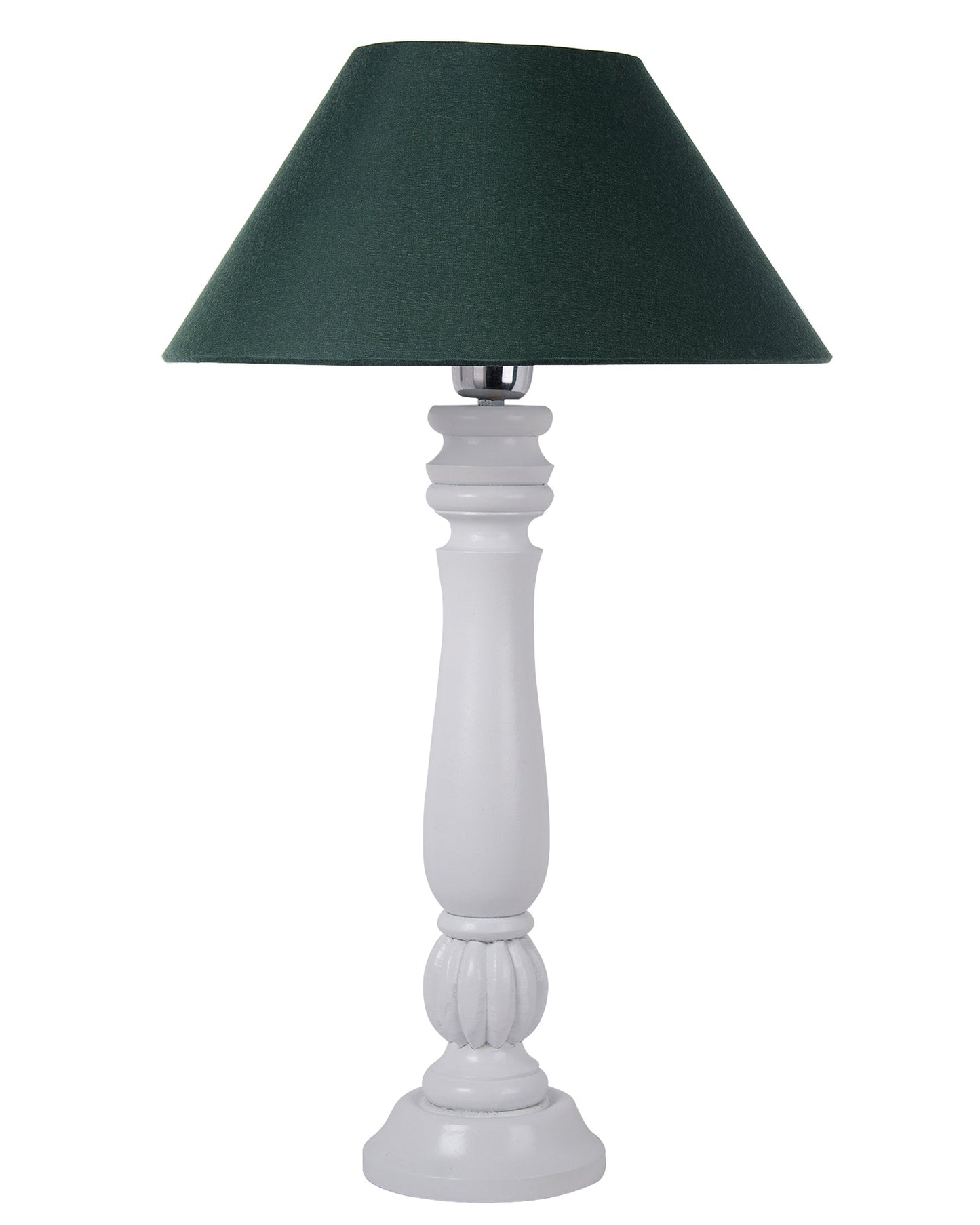 Classic Victorian White Wood Table Lamp With Shade