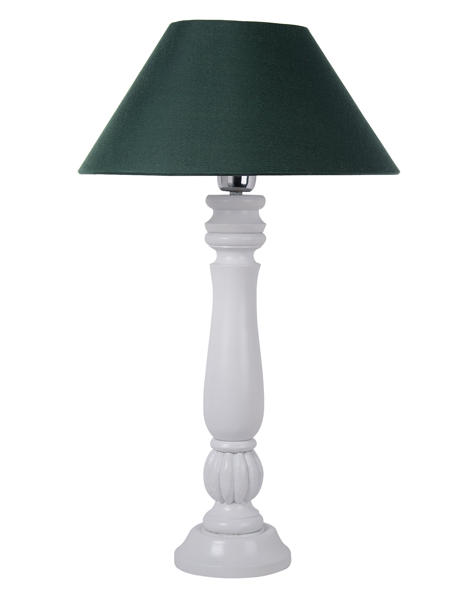 Classic Victorian White Wood Table Lamp With Shade