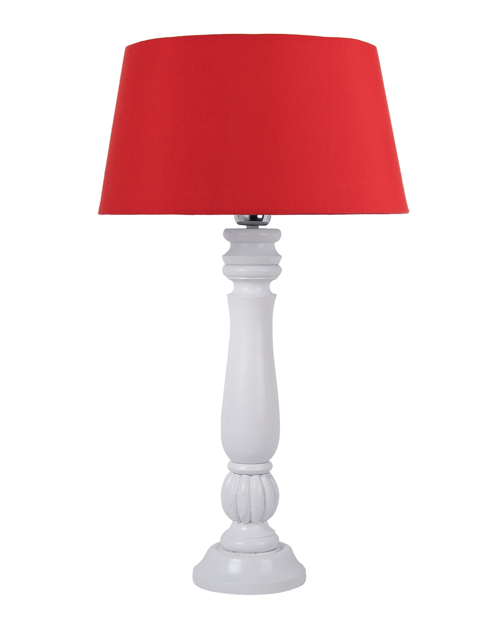 Classic Victorian White Wood Table Lamp With Shade