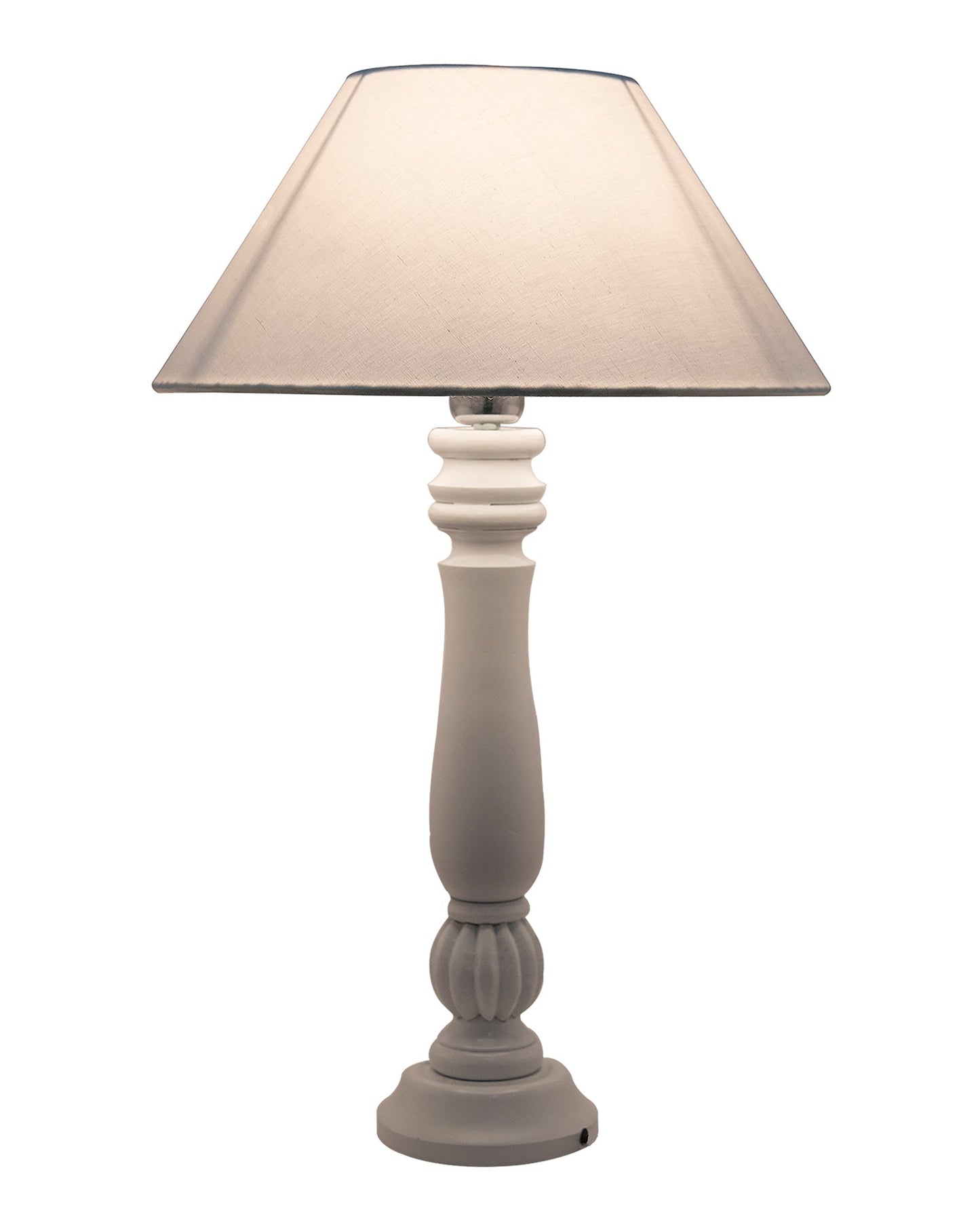 Classic Victorian White Wood Table Lamp With Shade
