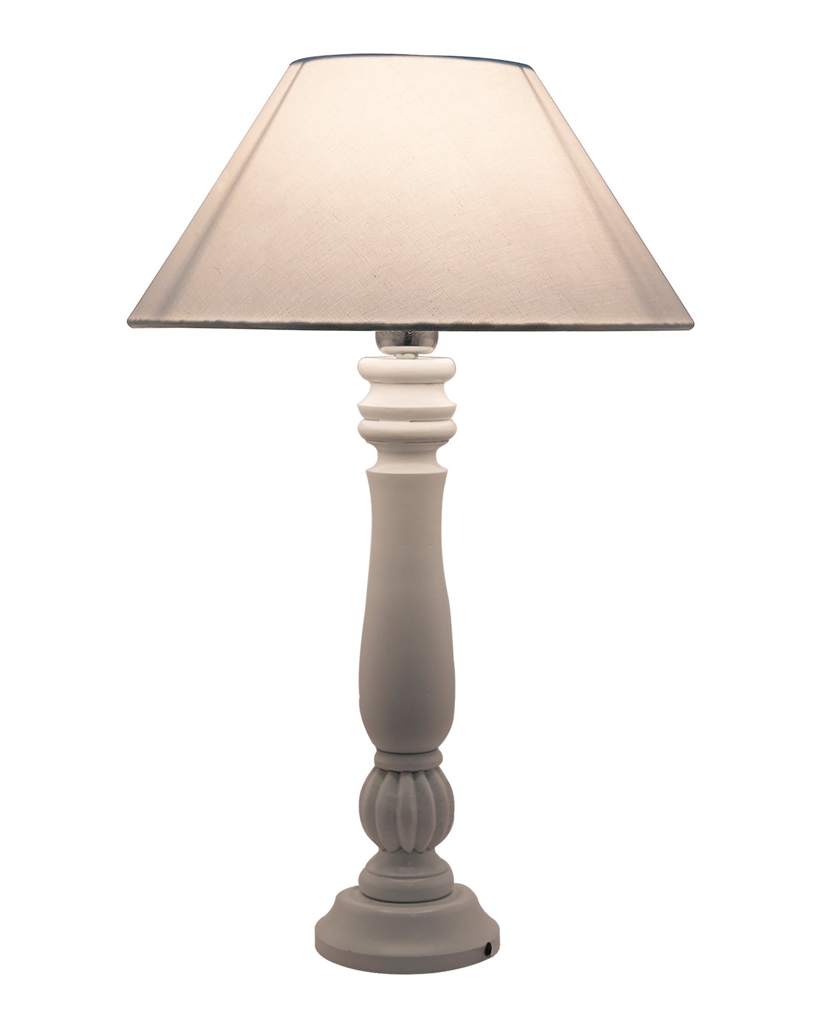 Classic Victorian White Wood Table Lamp With Shade