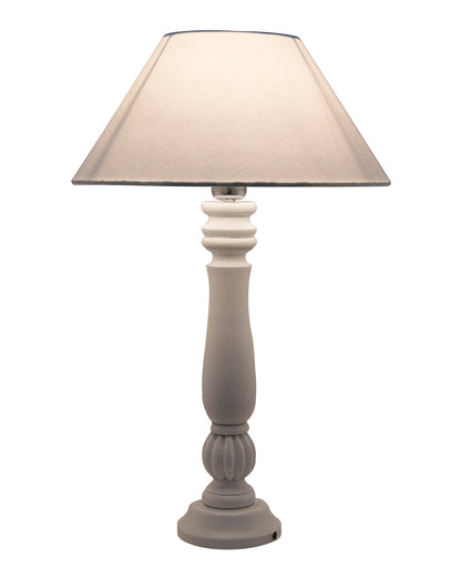Classic Victorian White Wood Table Lamp With Shade