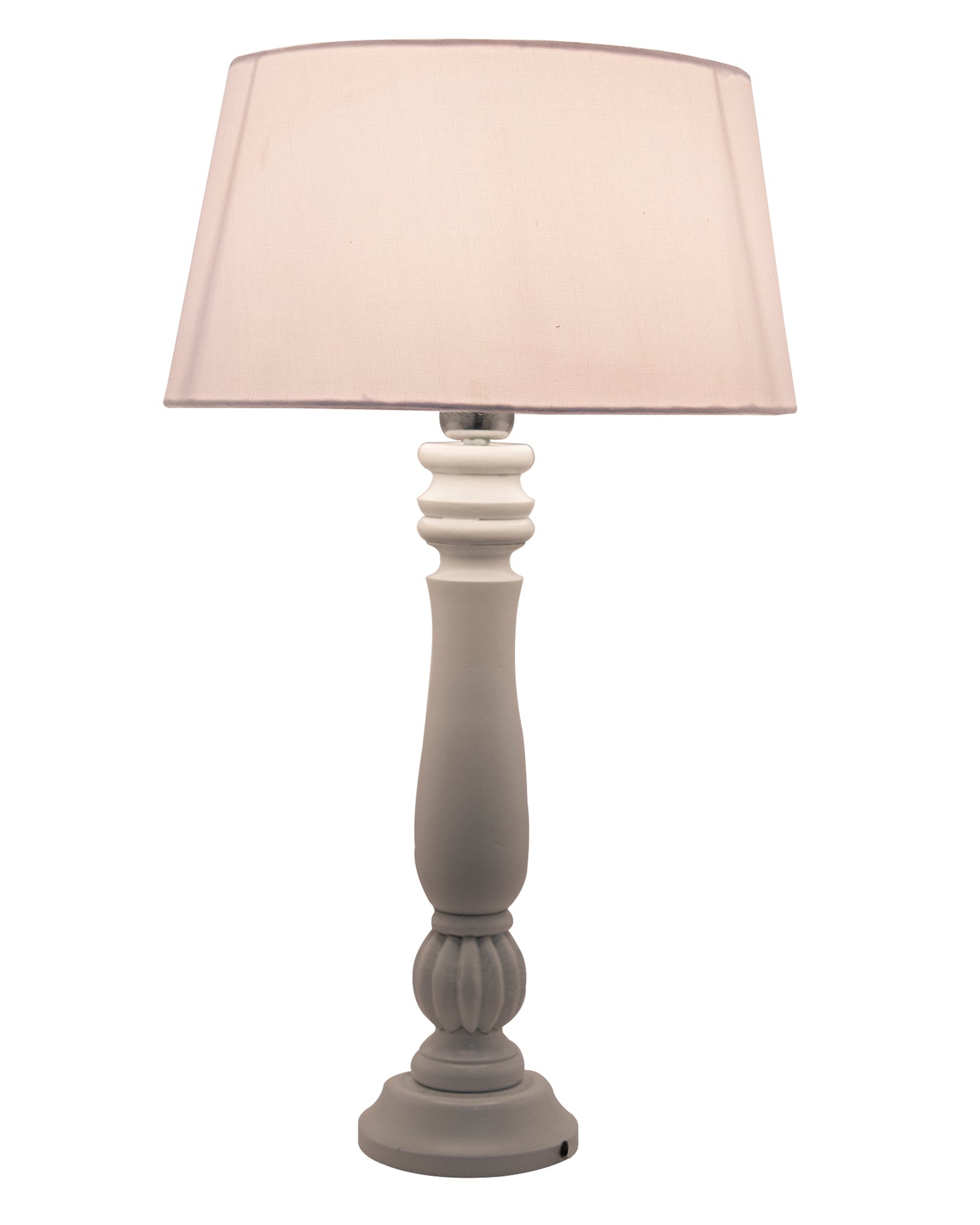 Classic Victorian White Wood Table Lamp With Shade