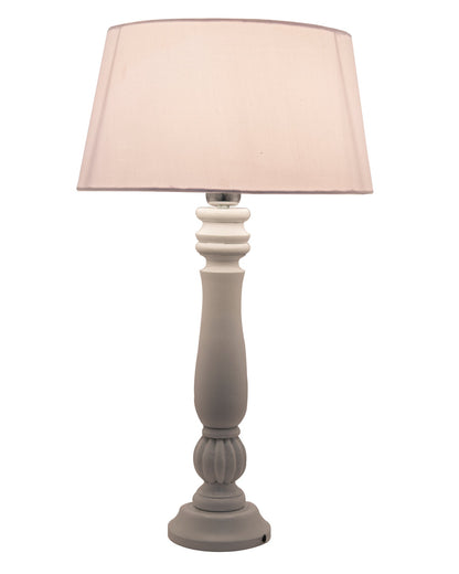 Classic Victorian White Wood Table Lamp With Shade