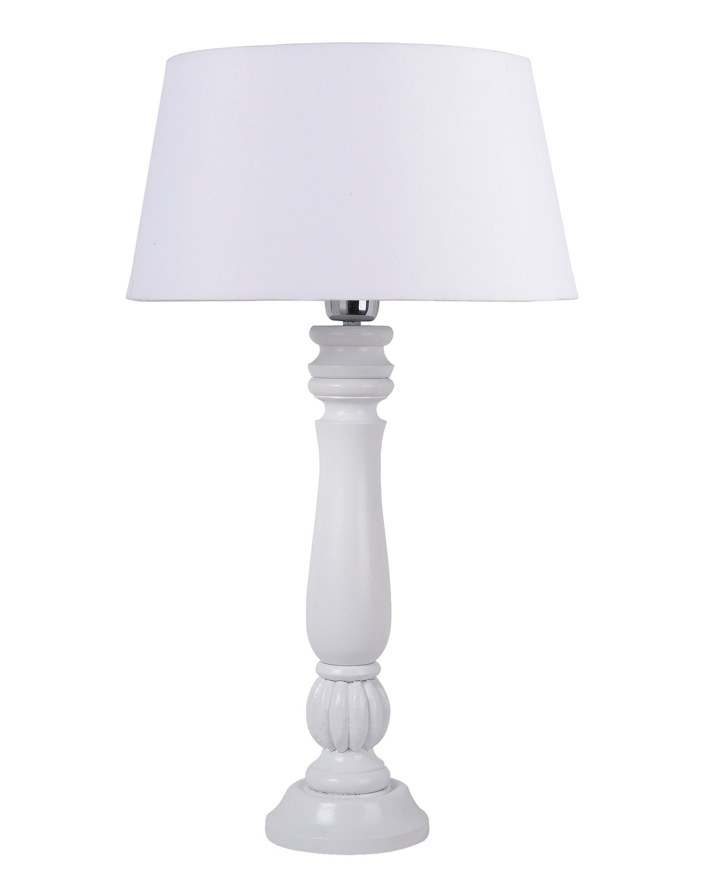Classic Victorian White Wood Table Lamp With Shade