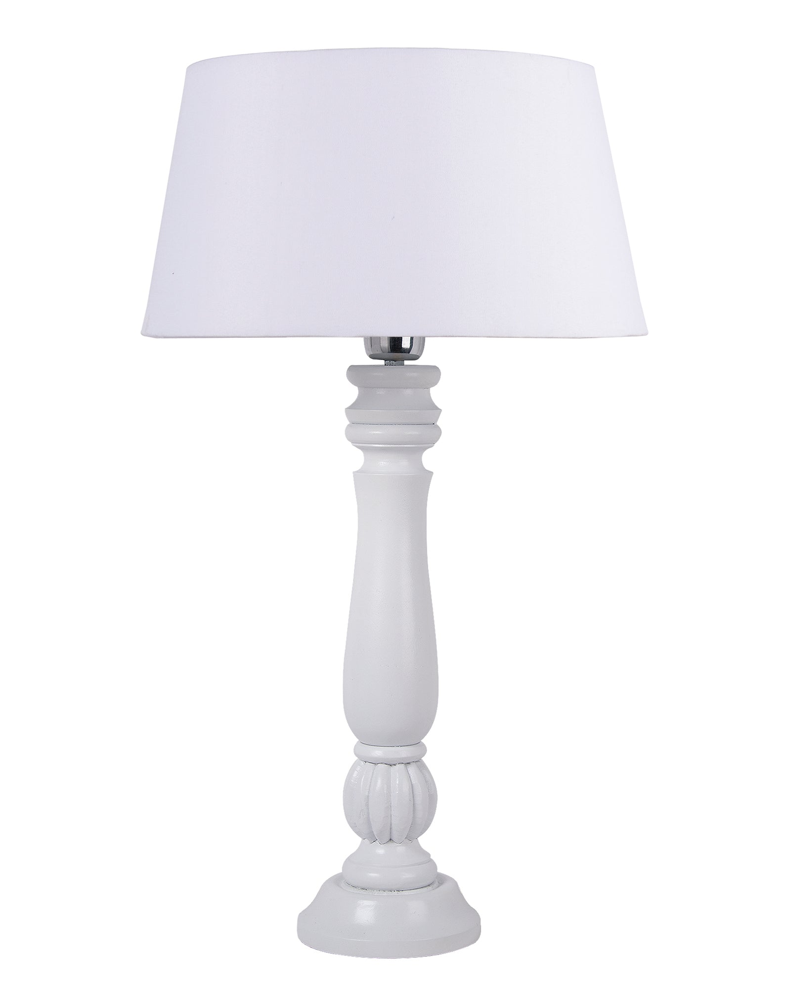 Classic Victorian White Wood Table Lamp With Shade