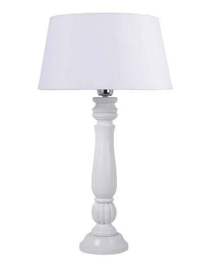 Classic Victorian White Wood Table Lamp With Shade