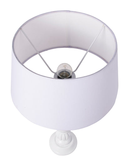 Classic Victorian White Wood Table Lamp With Shade