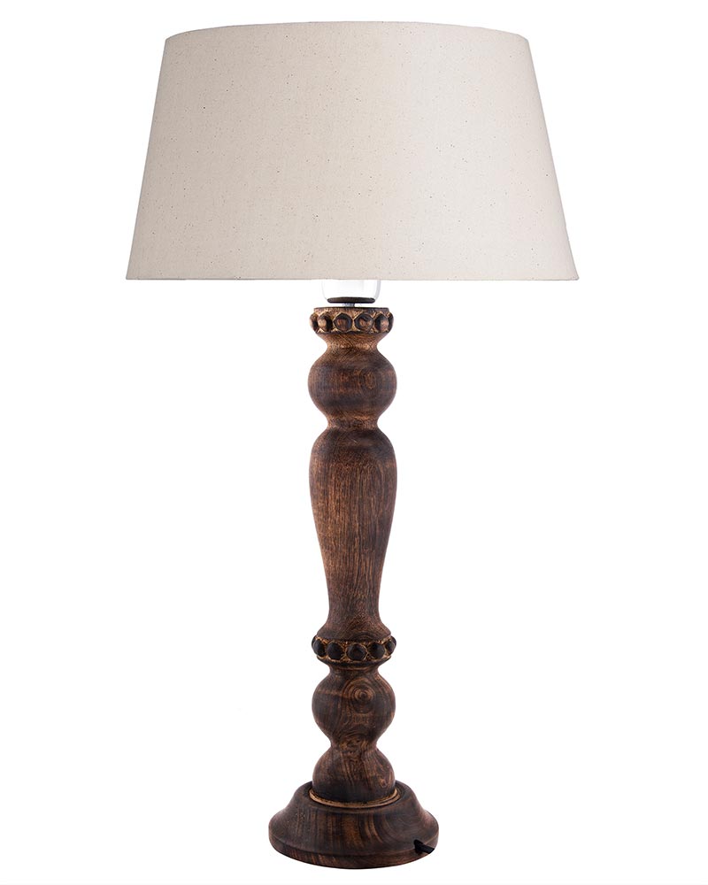 Classic Victorian Black Wood Table Lamp With Shade