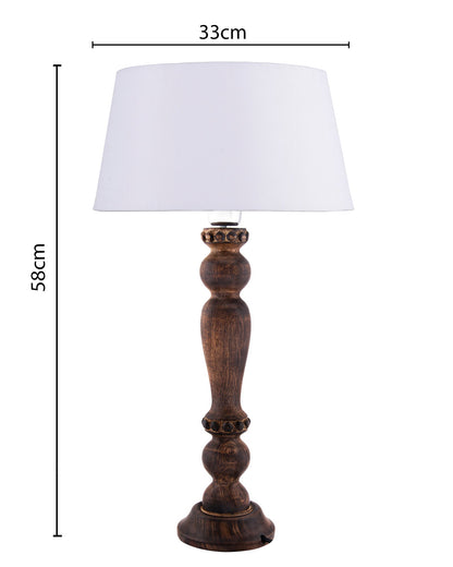 Classic Victorian Black Wood Table Lamp With Shade