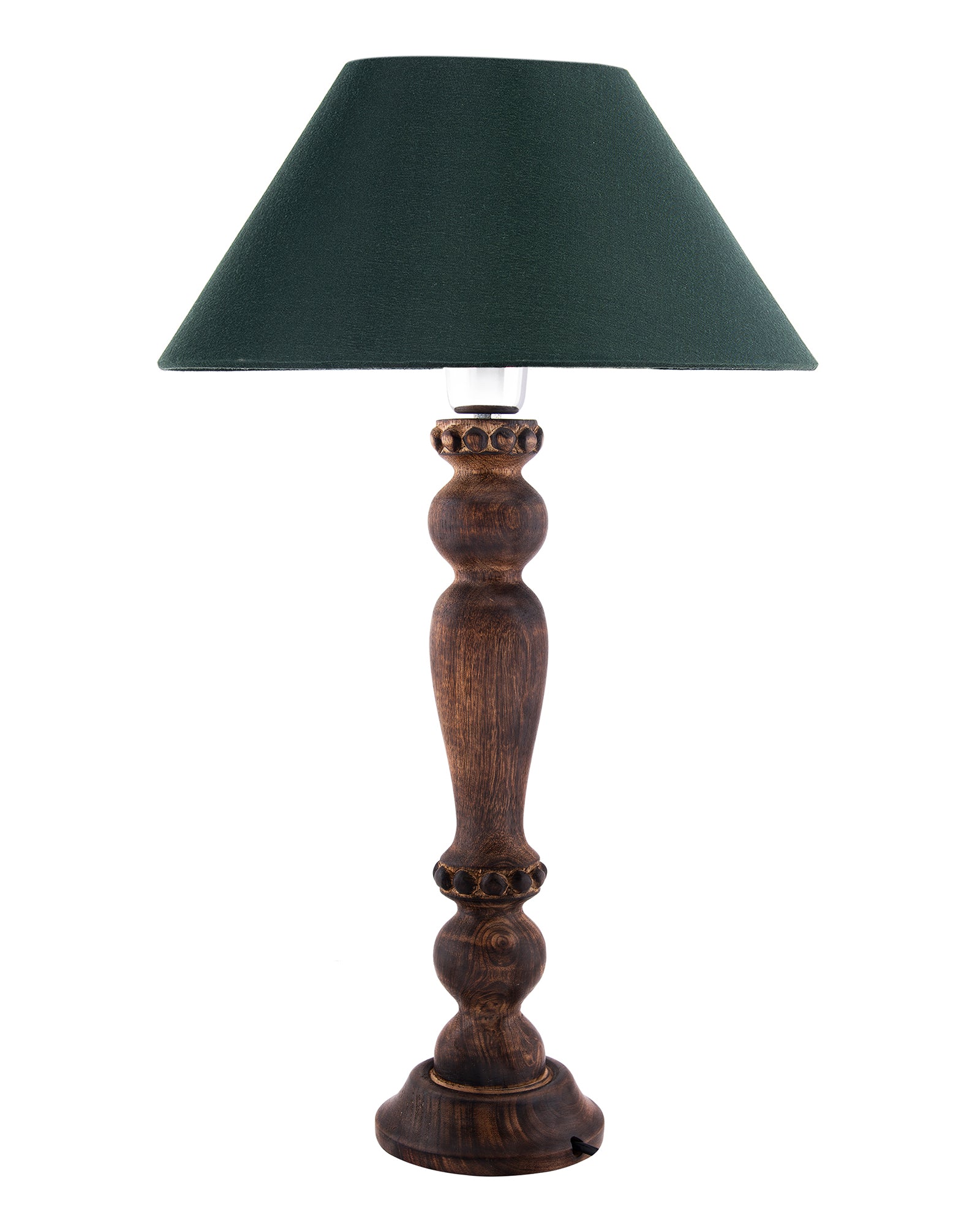 Classic Victorian Black Wood Table Lamp With Shade