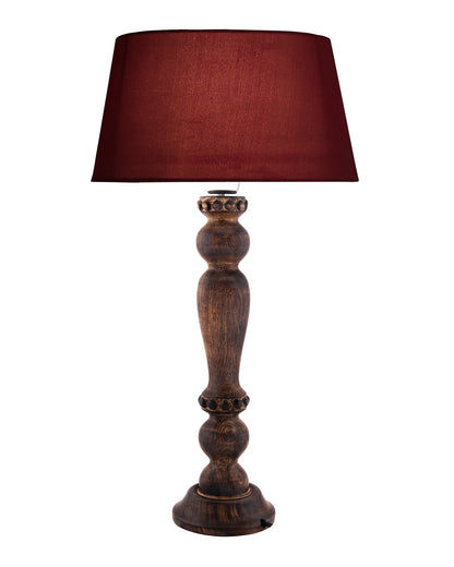 Classic Victorian Black Wood Table Lamp With Shade