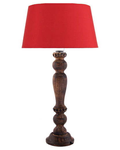 Classic Victorian Black Wood Table Lamp With Shade