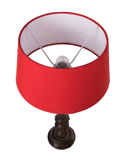 Classic Victorian Black Wood Table Lamp With Shade