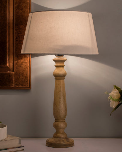 Mabel Rustic Wood Table Lamp With Shade