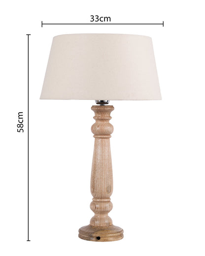 Mabel Rustic Wood Table Lamp With Shade