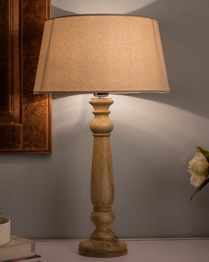 Mabel Rustic Wood Table Lamp With Shade