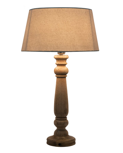 Mabel Rustic Wood Table Lamp With Shade