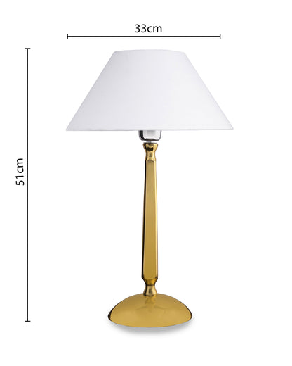 Classic Cubist Gold Brushed Lamp With Shade