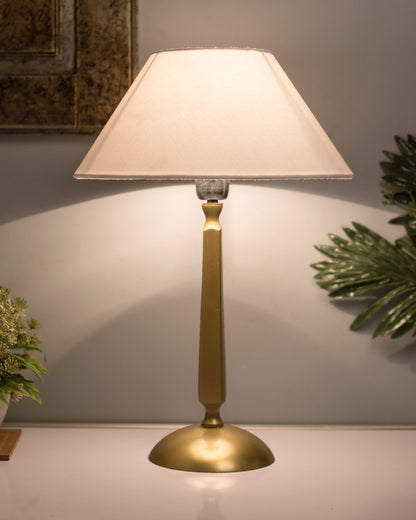 Classic Cubist Gold Brushed Lamp With Shade