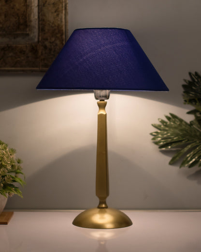 Classic Cubist Gold Brushed Lamp With Shade