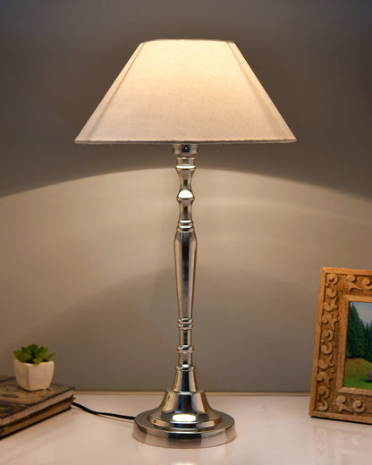 Imperial nickel brushed lamp with shade