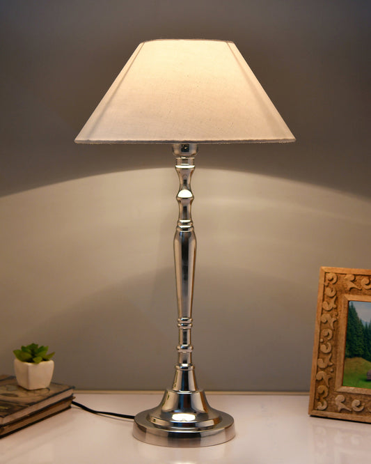 Imperial nickel brushed lamp with shade
