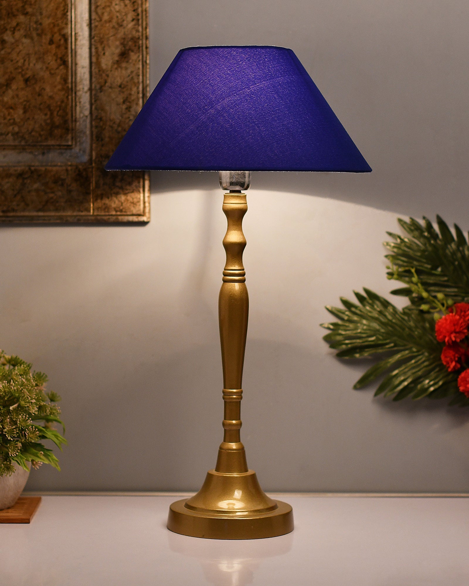 Imperial gold brushed lamp with shade