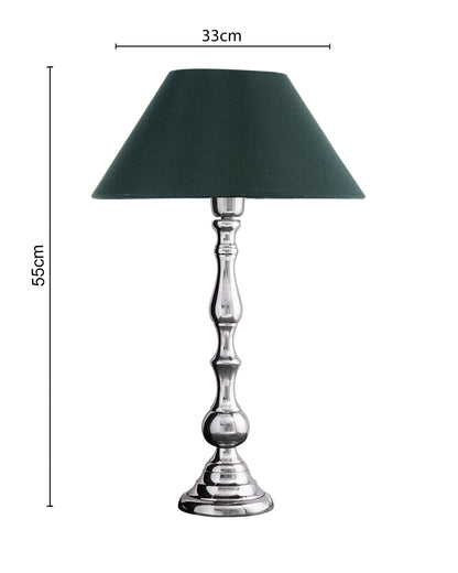 Teardrop chrome lamp with shade