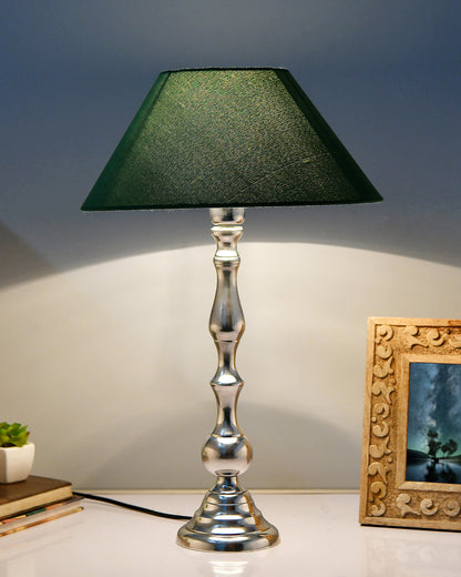 Teardrop chrome lamp with shade