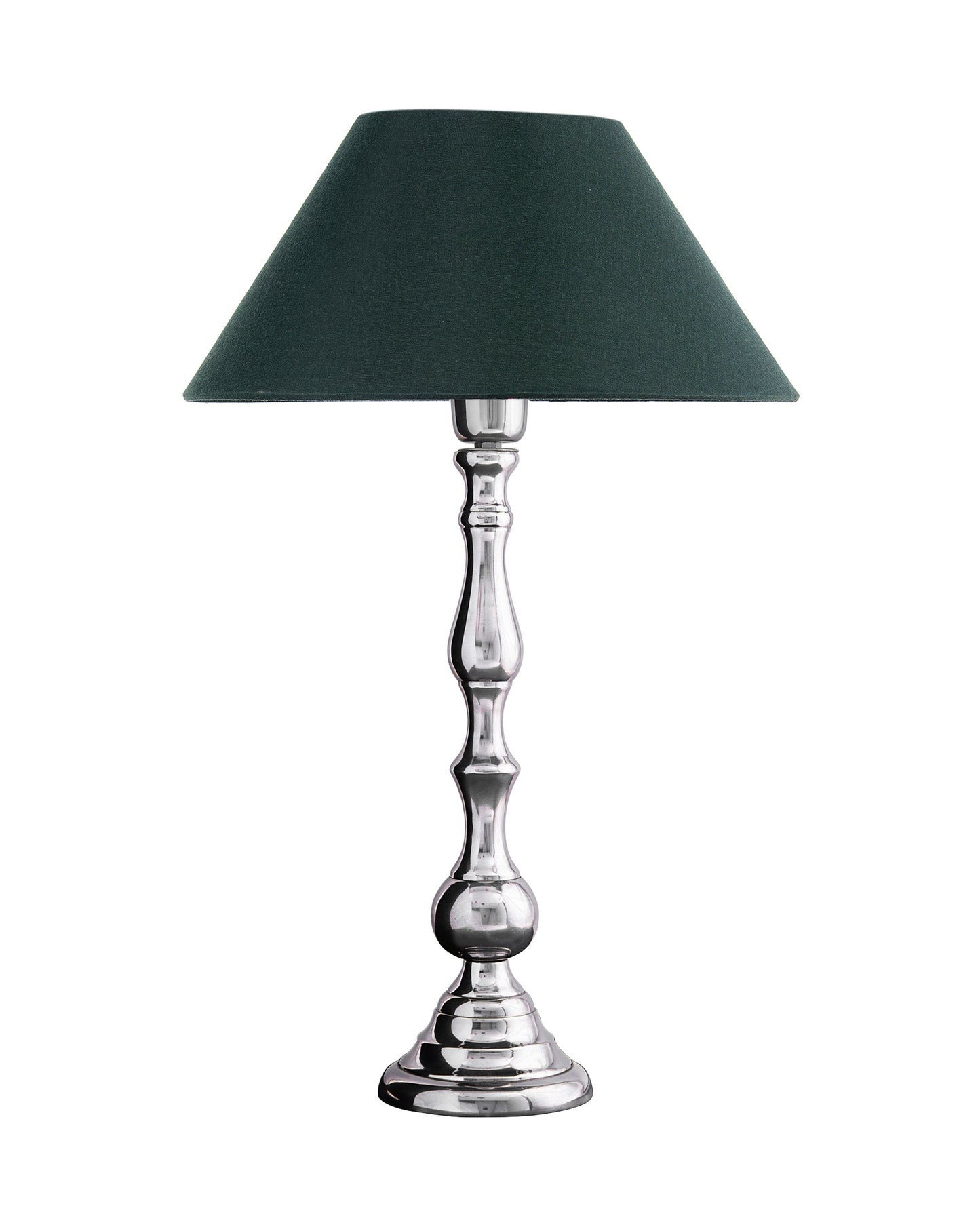 Teardrop chrome lamp with shade