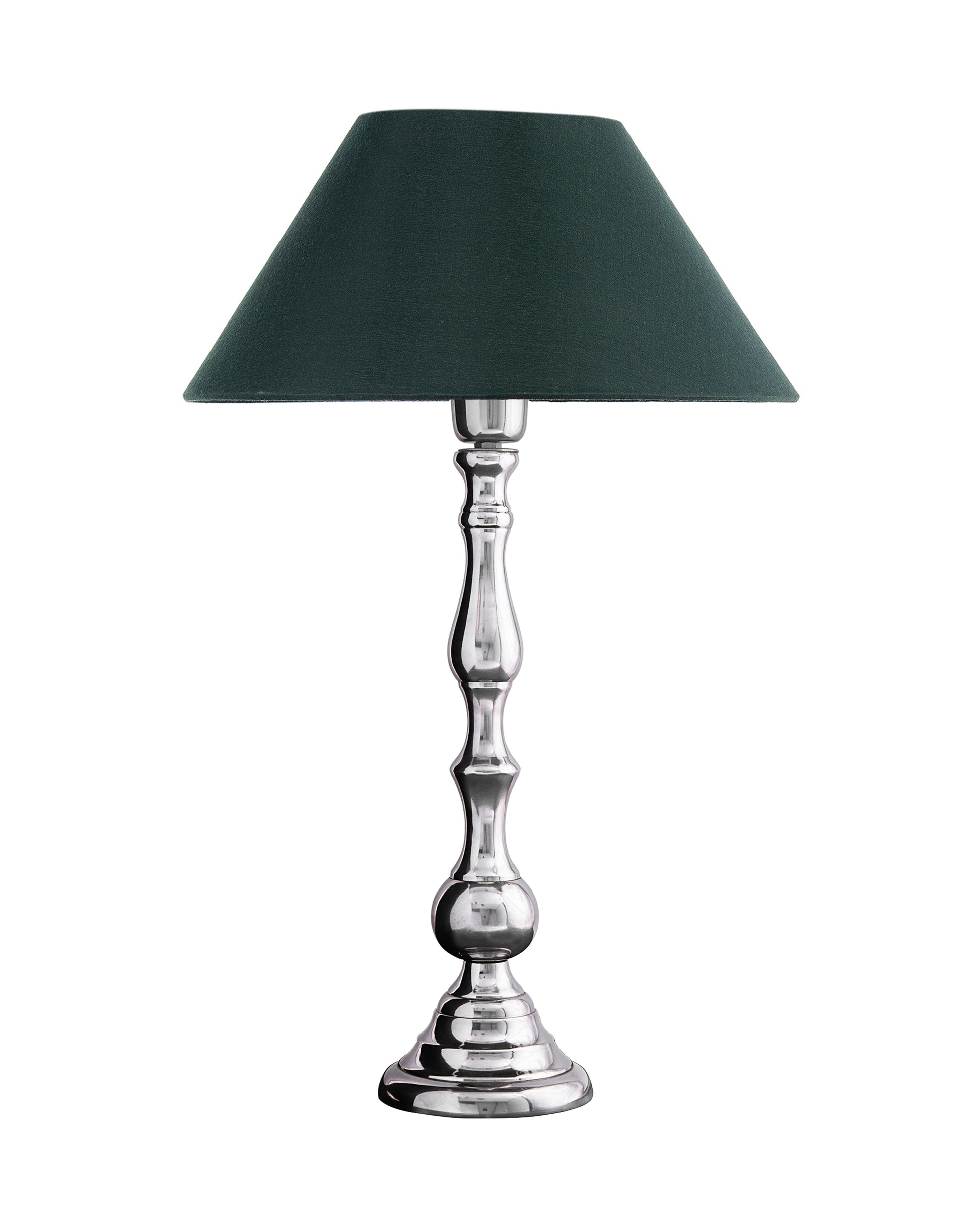 Teardrop chrome lamp with shade