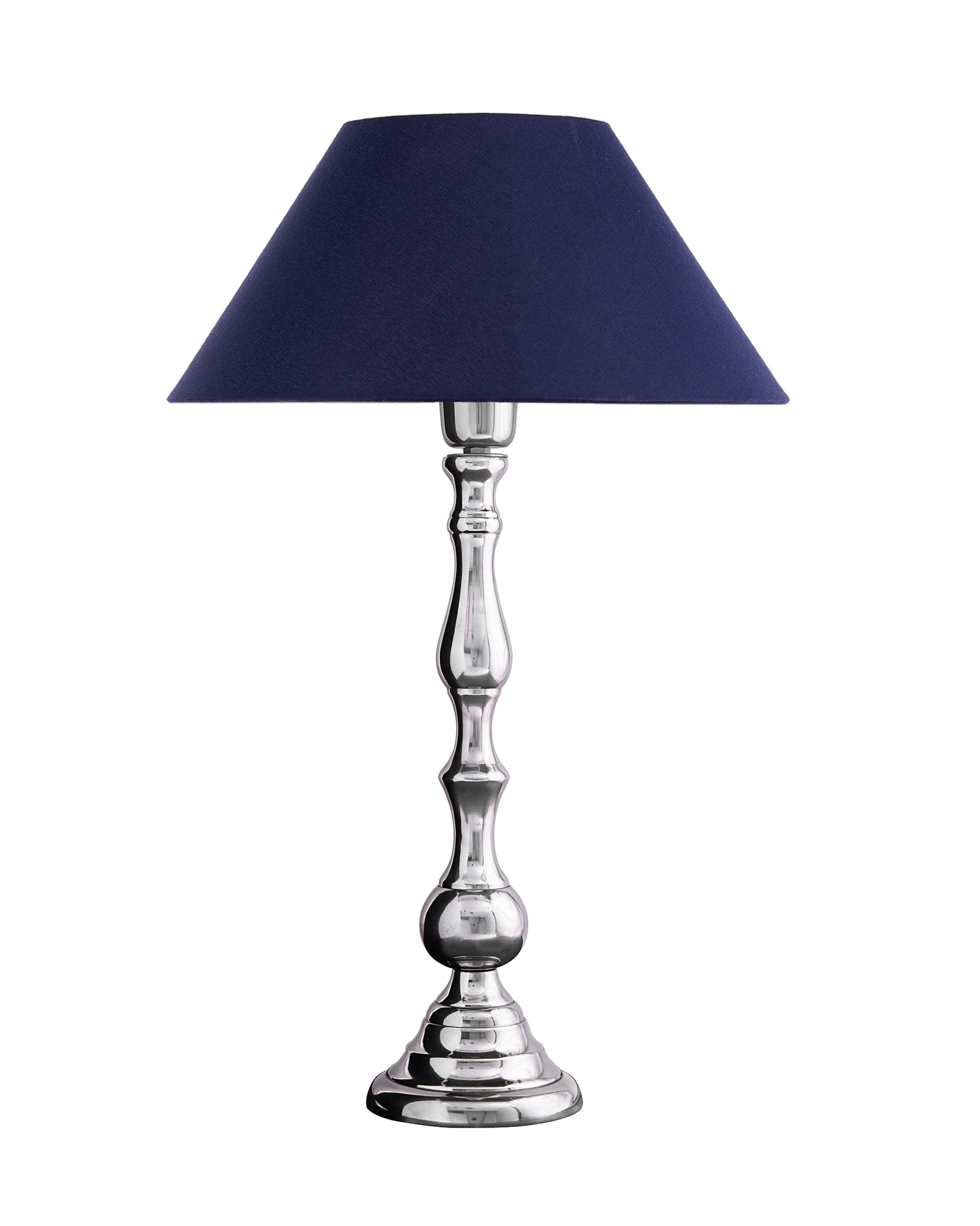 Teardrop chrome lamp with shade