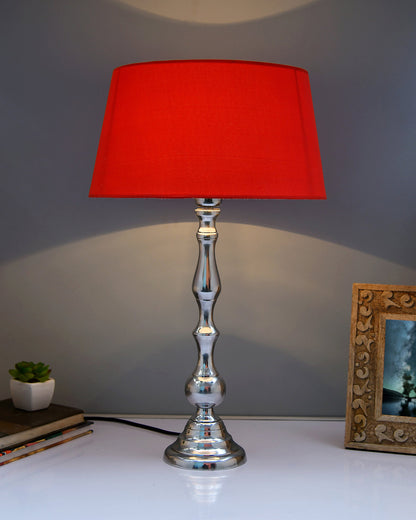 Teardrop chrome lamp with shade
