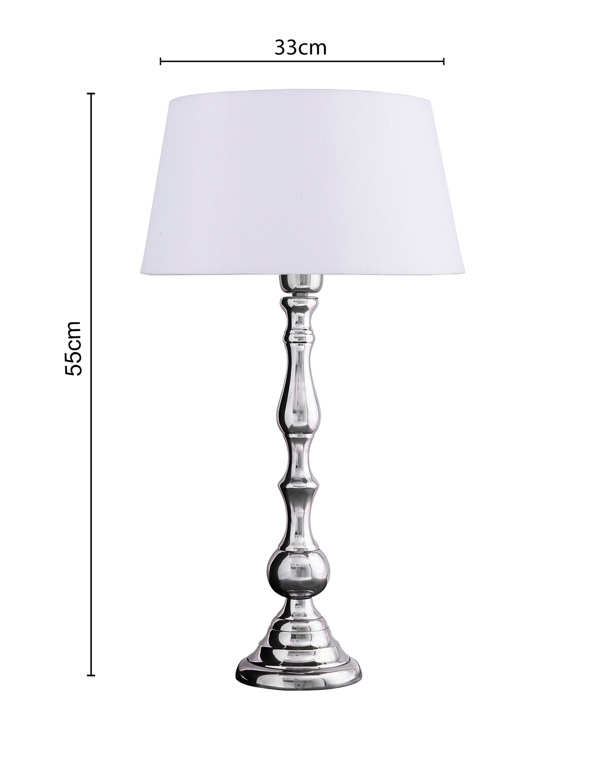 Teardrop chrome lamp with shade