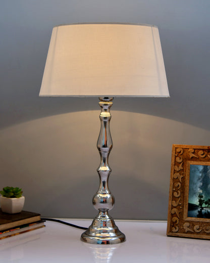 Teardrop chrome lamp with shade