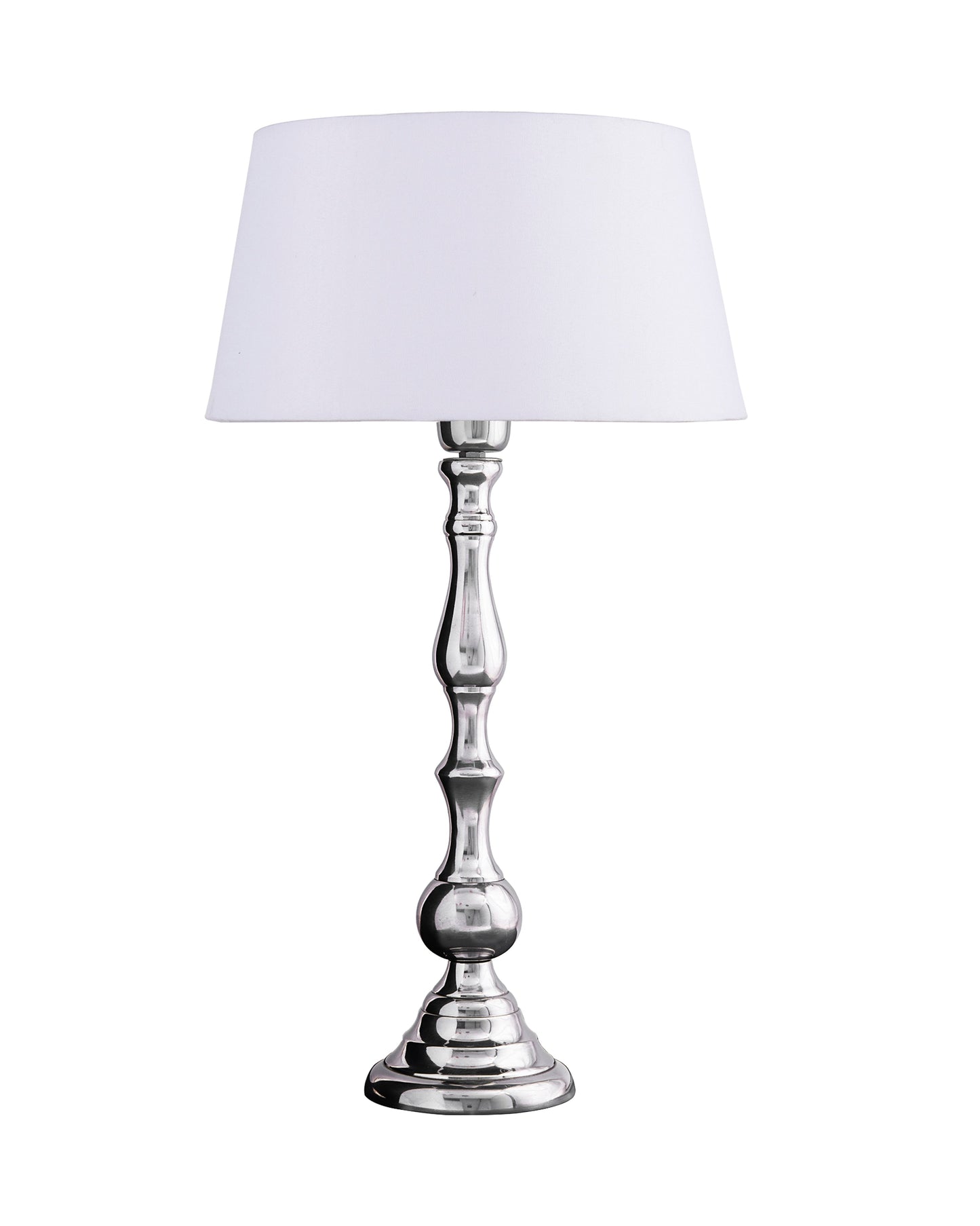 Teardrop chrome lamp with shade