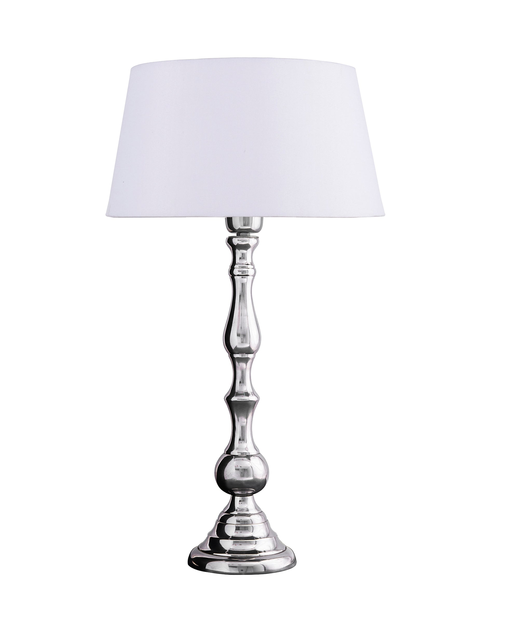 Teardrop chrome lamp with shade